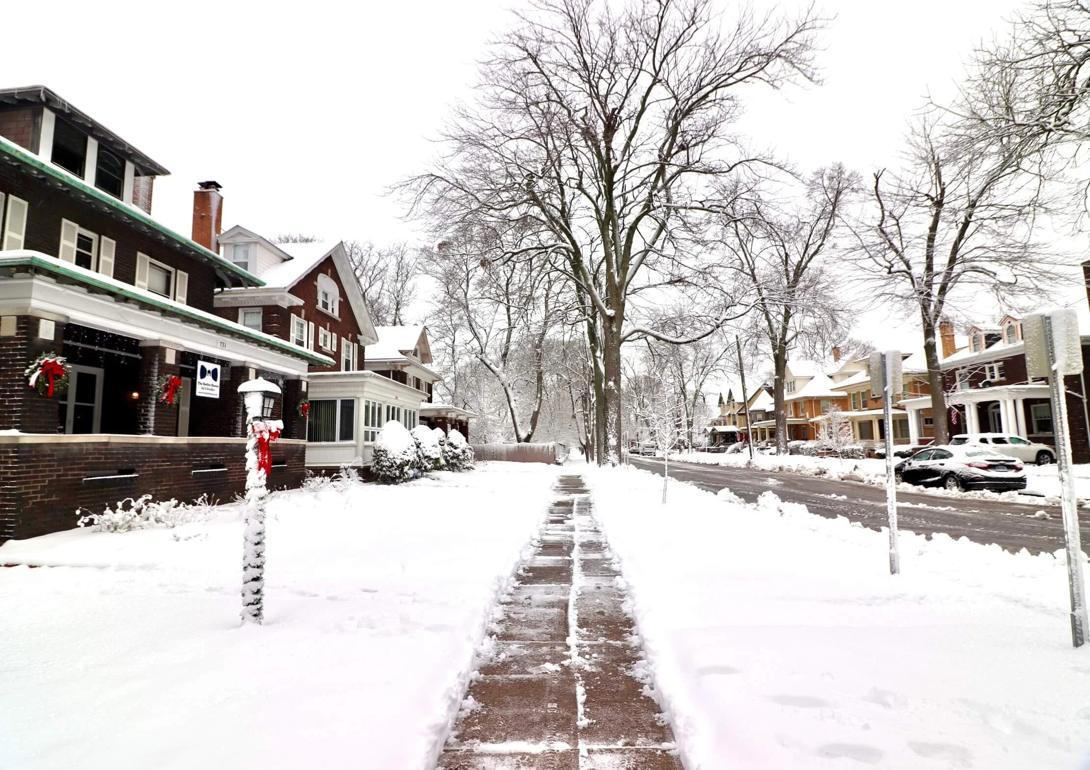 Park Place Historic District in winter